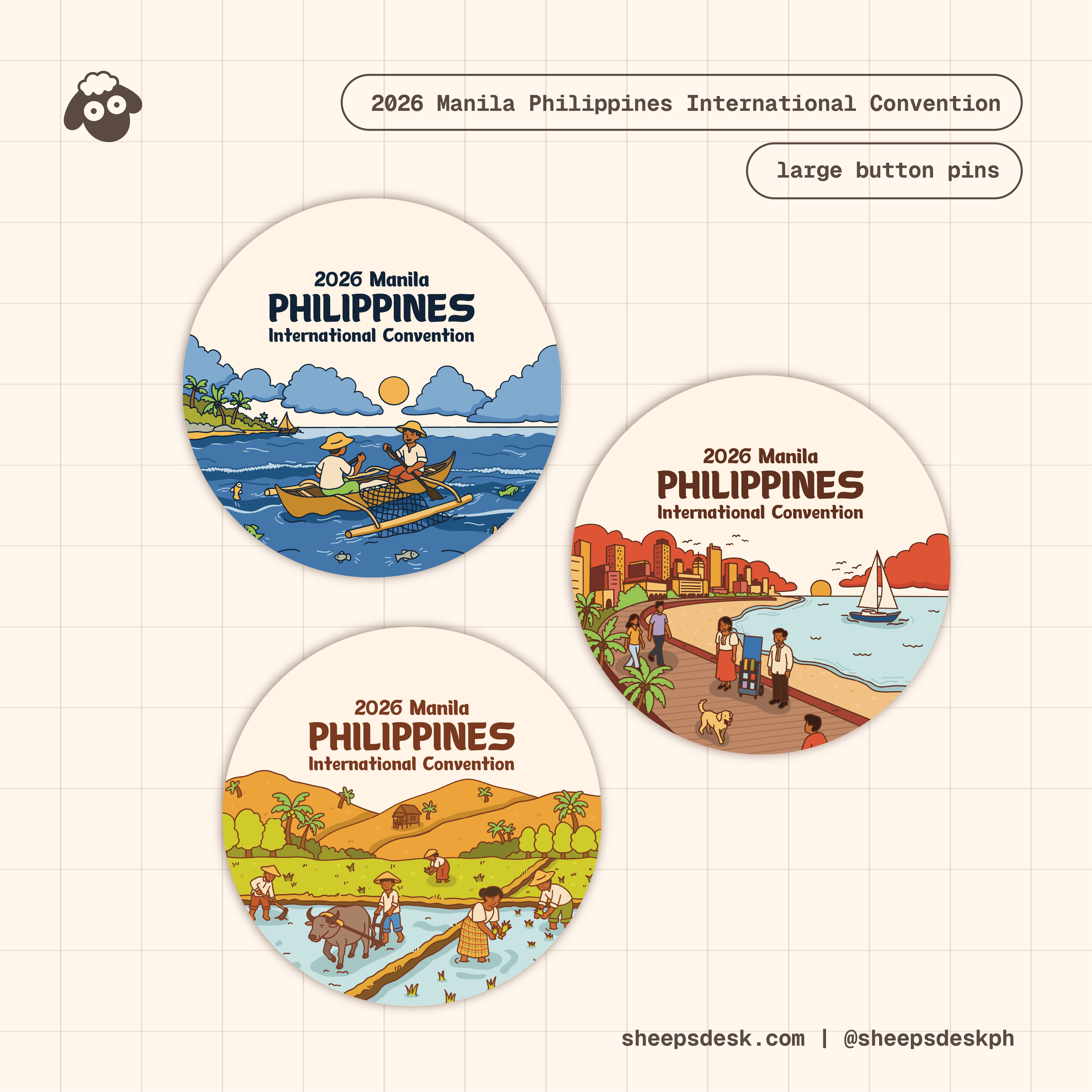 ‘26 Manila IC Large Button Pins