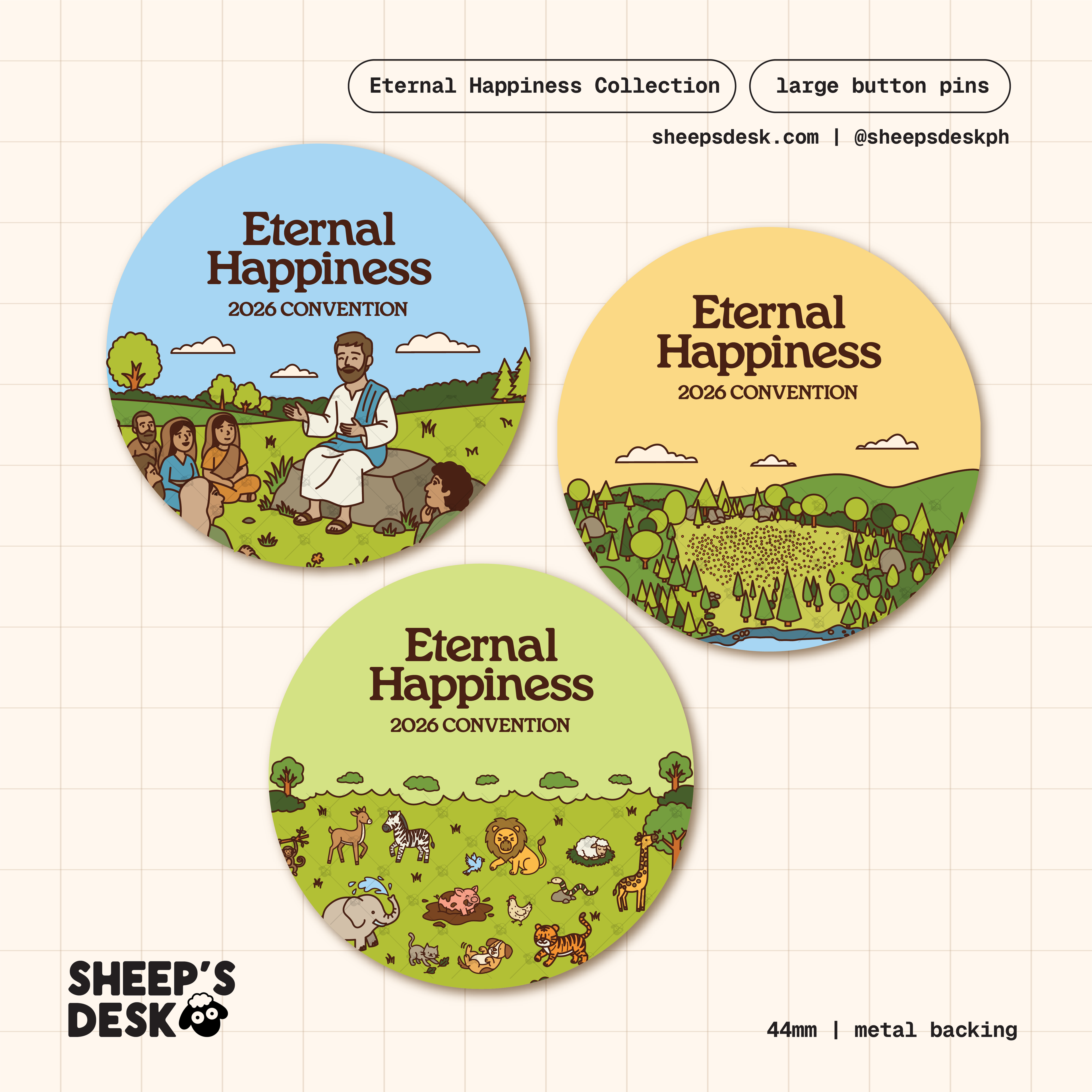 Eternal Happiness Large Button Pin