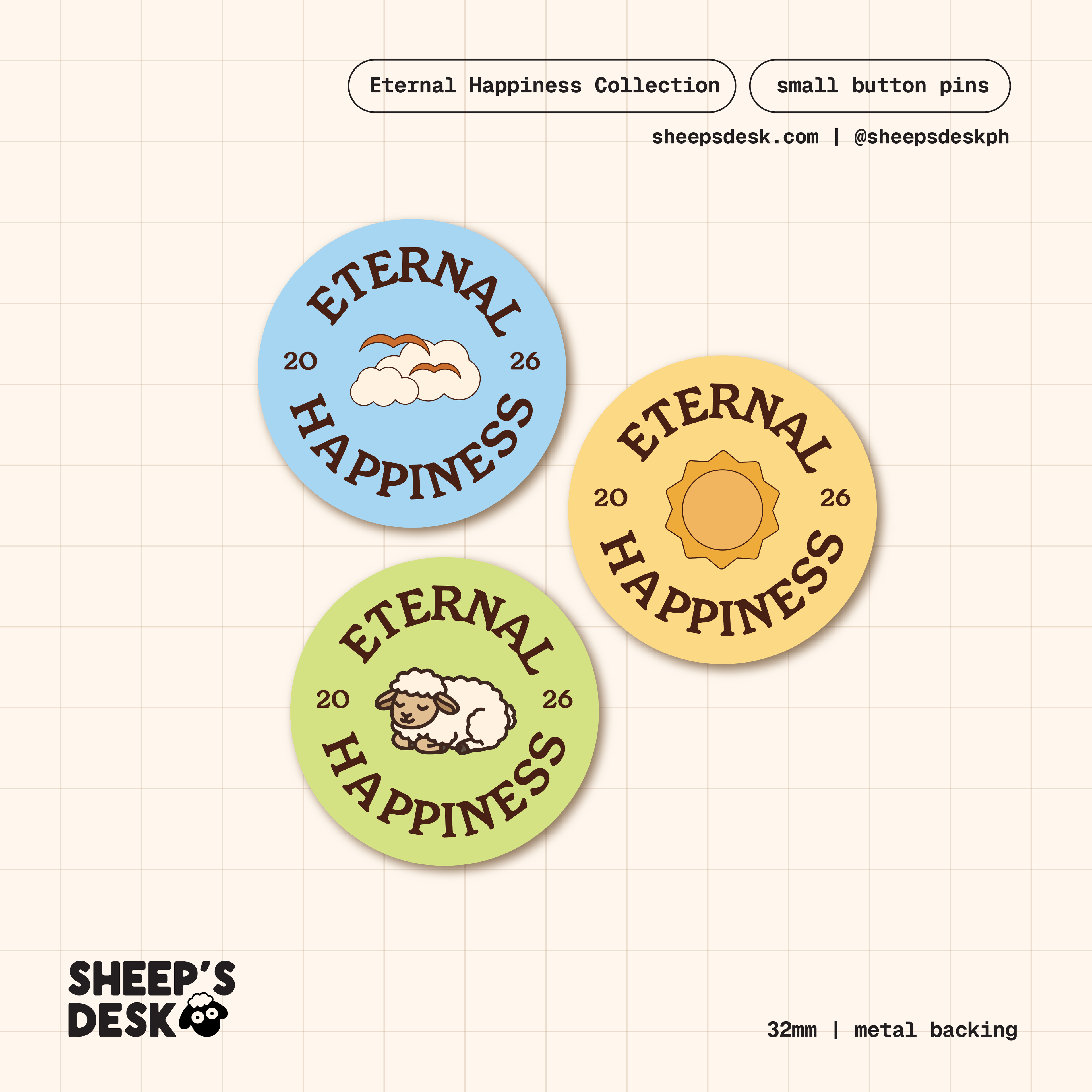 Eternal Happiness Small Button Pin